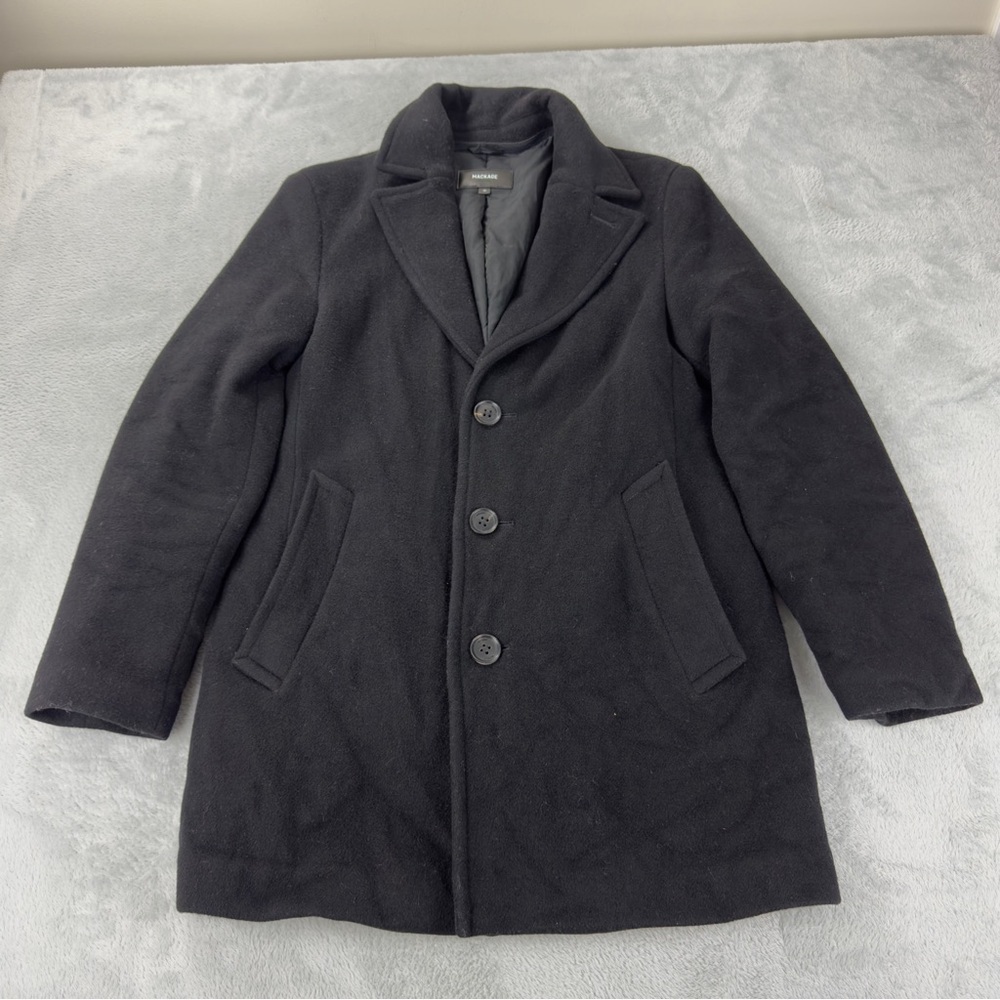 Mackage Men's Size Medium/38 EU Black Wool & Cashmere Blend Dillon Coat Winter